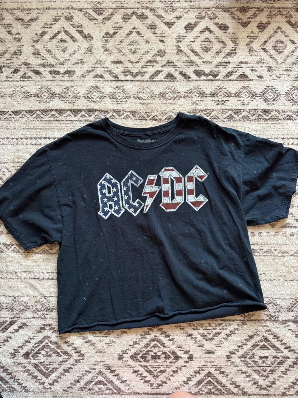 AC/DC Black Tee with American Flag Logo